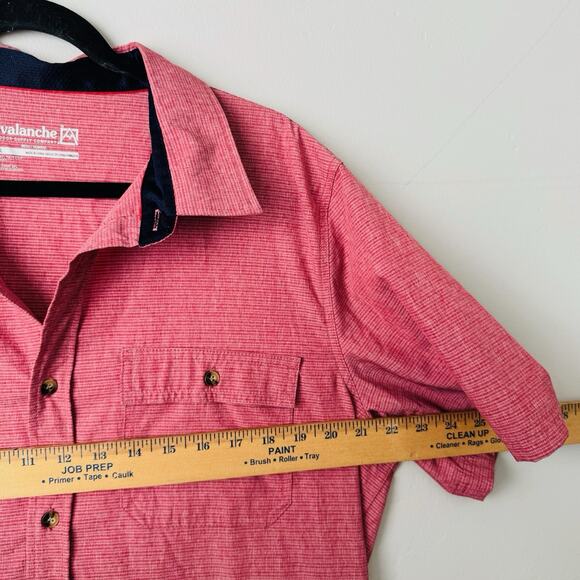 Avalanche Red Short Sleeve Button Up Polo Men’s Size L - Picture 3 of 6